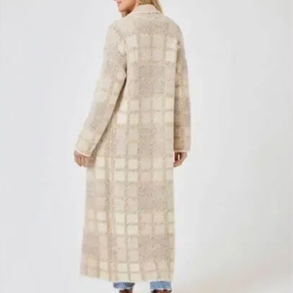 NWT L*Space Hygge Coat Tan Plaid Knit Midi Duster Jacket Womens XS/S - Picture 2 of 12